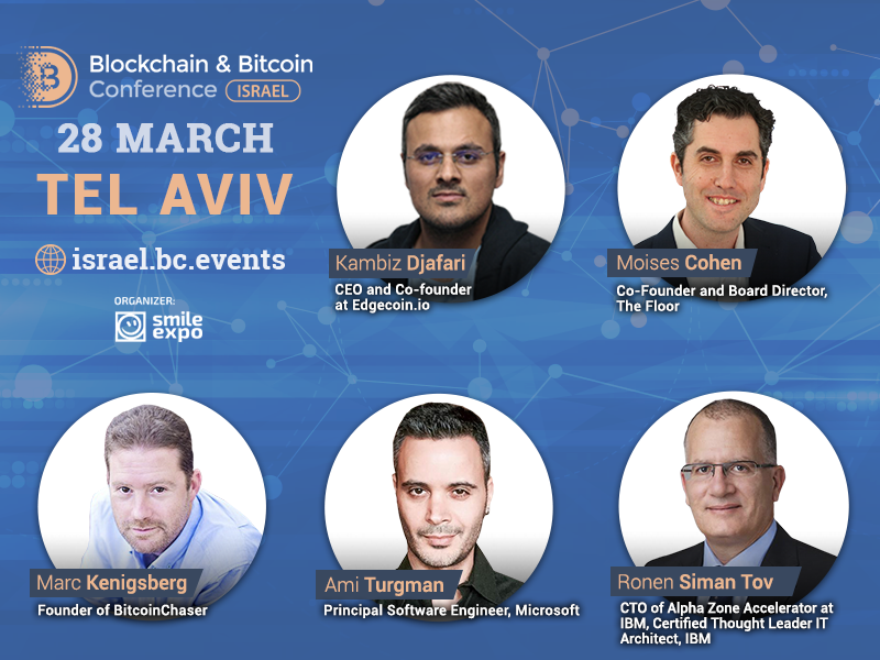 The first speakers and key topics of Blockchain & Bitcoin Conference Israel