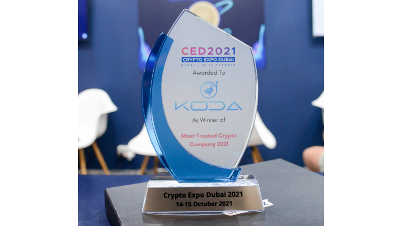  Koda Cryptocurrency wins ‘Most Trusted Crypto Company 2021’ at The Crypto Expo Dubai 2021