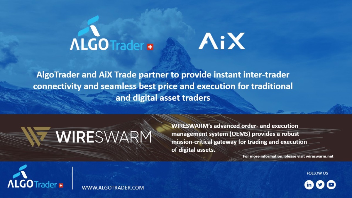 AlgoTrader and AiX Trade Partner to Provide Instant Inter-Trader Connectivity with Best Price and Execution for Traditional & Digital Asset Traders