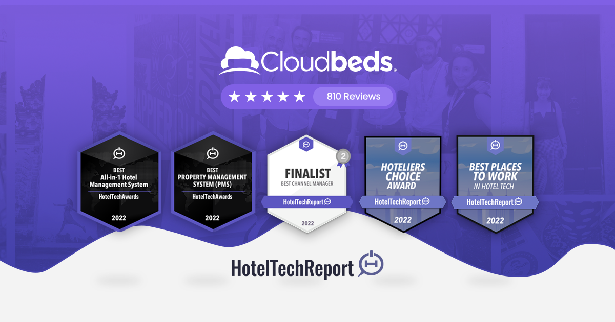 Cloudbeds named Best PMS, Best HMS in 2022 HotelTechAwards