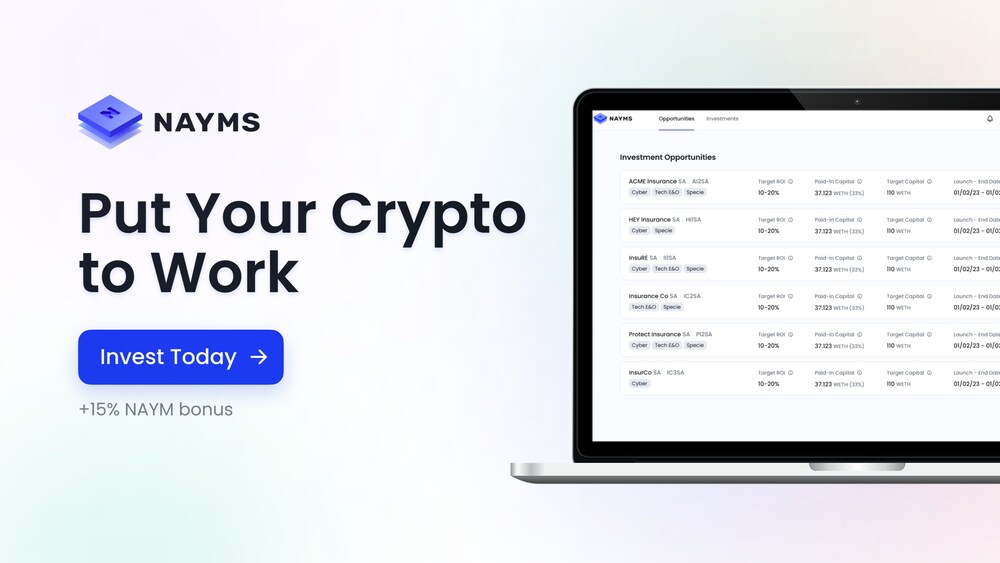 Nayms Launches the First Institutional Tokenized (Re)insurance Marketplace on Base, Announcing Next Investment Opportunity 