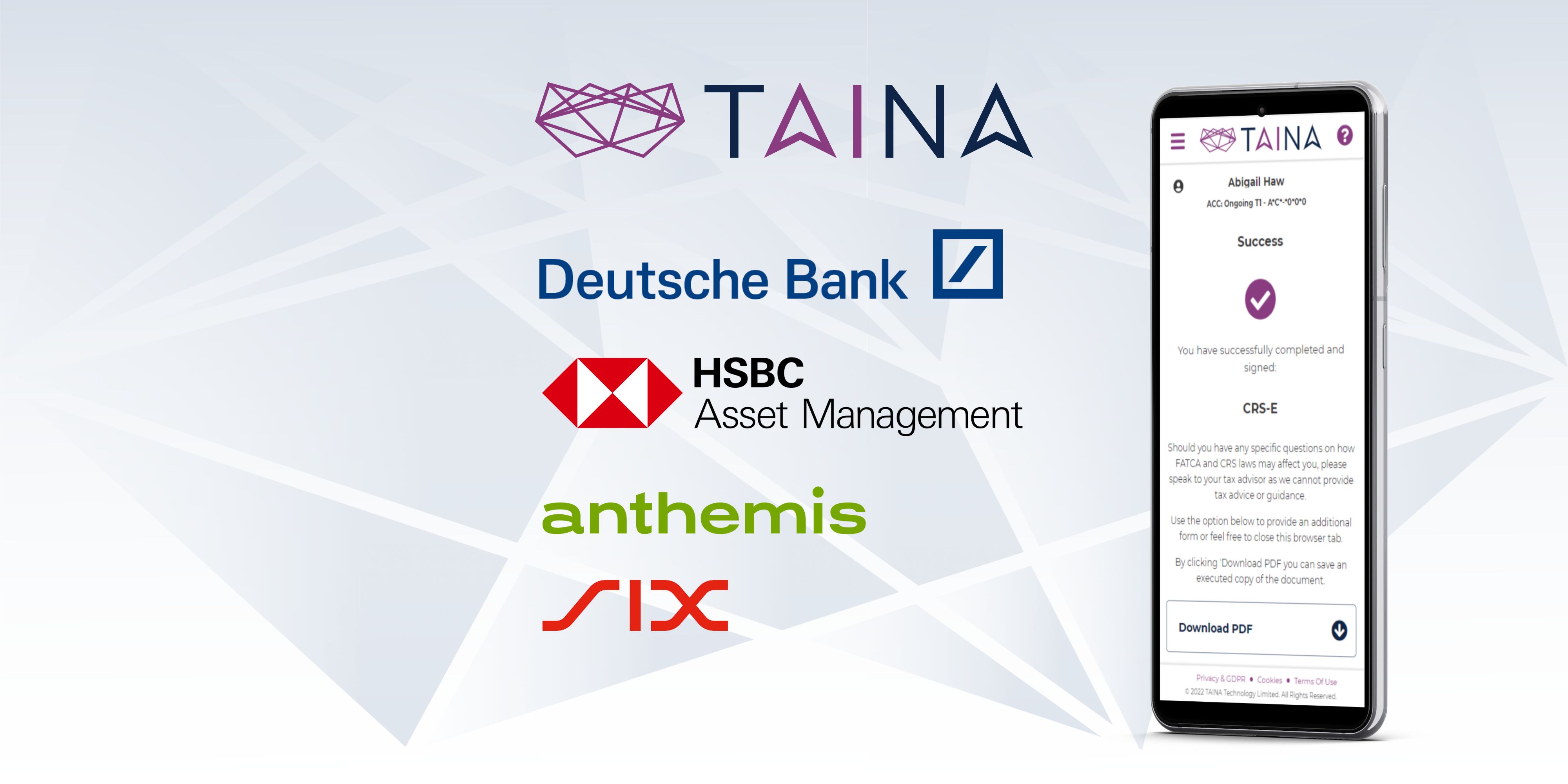 Top Tier Financial Institution Clients Continue to Invest in TAINA